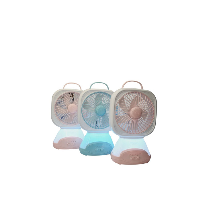 پنکه شارژی مدل ROCK LIGHT کدRL-F-7092 همراه با نور LED