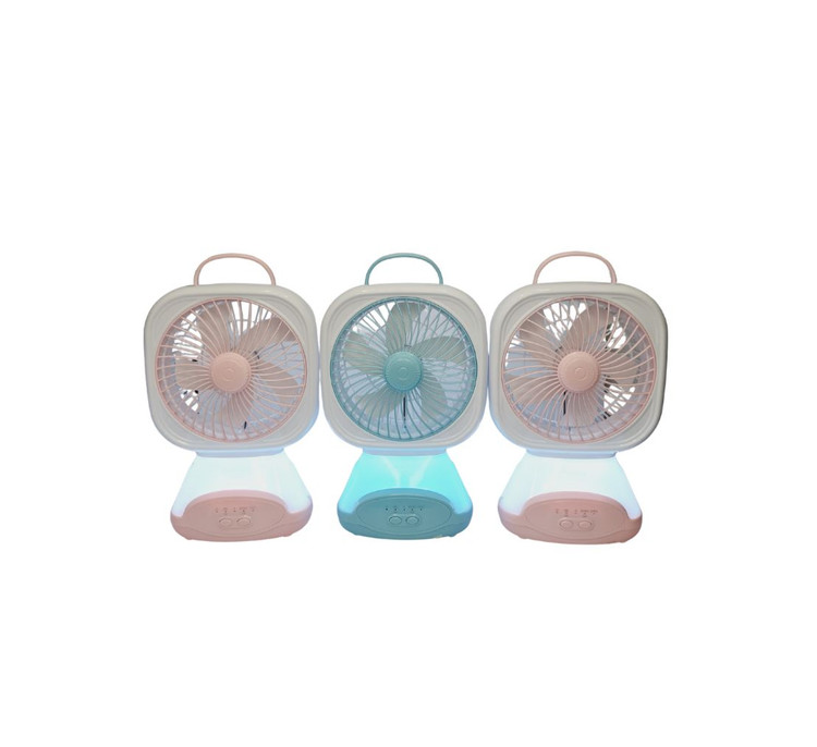پنکه شارژی مدل ROCK LIGHT کدRL-F-7092 همراه با نور LED