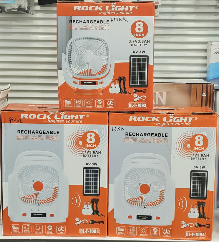 پنکه خورشیدی شارژی راک لایت مدلRock Light Rechargeable SOLAR fan RL-F-7094