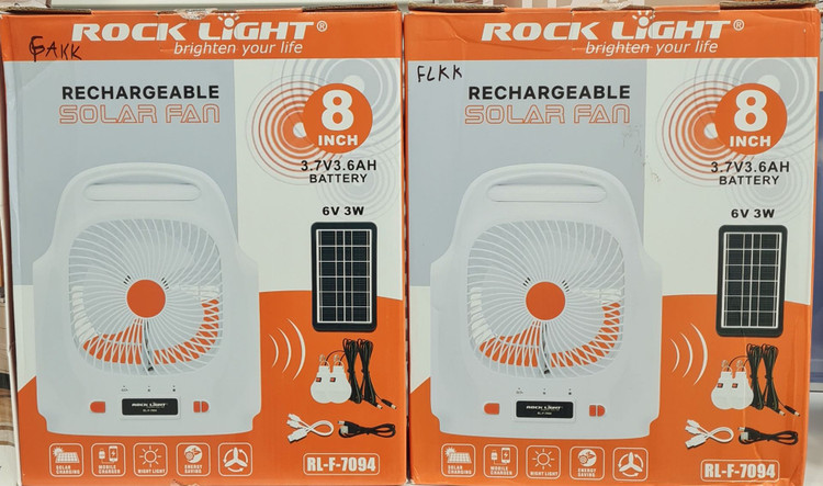 پنکه خورشیدی شارژی راک لایت مدلRock Light Rechargeable SOLAR fan RL-F-7094